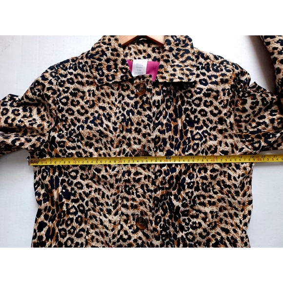 Leopard Print 4-Button Front Collared Trench Coat - Tan/Black - Picture 7 of 16